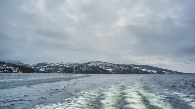 Boat Tour Through the Norweigen Fjords POV, Time Lapse 4K