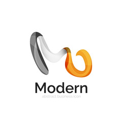 Wave ribbon logo, vector abstract shape