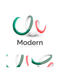 Abstract 3d swirl ribbon logo template with business card corporate identity design