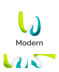 Abstract 3d swirl ribbon logo template with business card corporate identity design