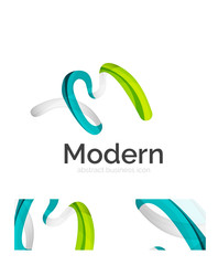 Obraz premium Abstract 3d swirl ribbon logo template with business card corporate identity design