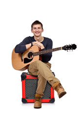 Obraz premium man with acoustic guitar