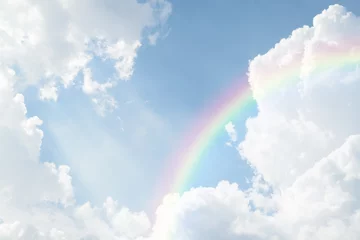 Foto op Canvas Blue sky cloud with rainbow © pongmoji
