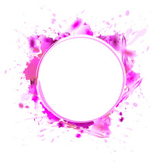 Watercolor circle magenta frame