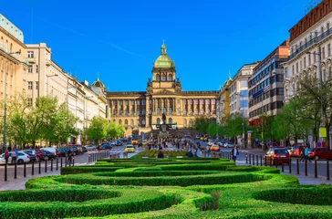Photo sur Plexiglas Prague Place Venceslas et Musée National de Prague, République Tchèque