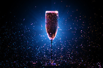 Champagne pouring in glass