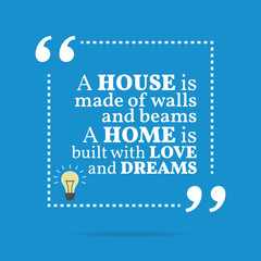 Inspirational motivational quote. A house is made of walls and b