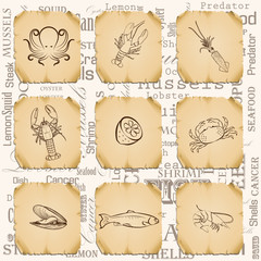 Набор иконок из морепродуктов © angelmaxmixam