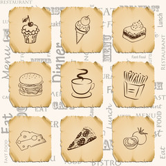 Набор иконок для ресторана быстрого питания