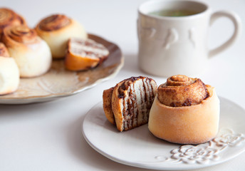 Fresh pastries with tea