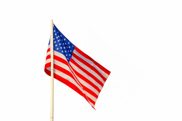 Flag of USA over white background