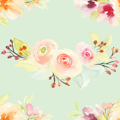 Seamless pattern with flowers watercolor