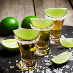 Gold mexican tequila shot