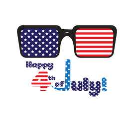Glasses with stars and strips. Happy independence day United states of America. 4th of July