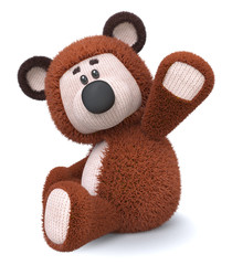 3d illustration brown bear toy