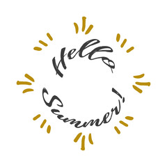 Hello summer vector lettering background