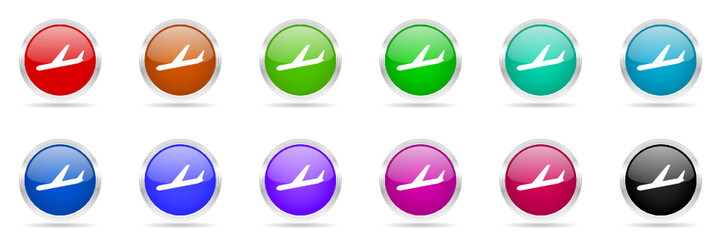 arrivals colored vector icons set