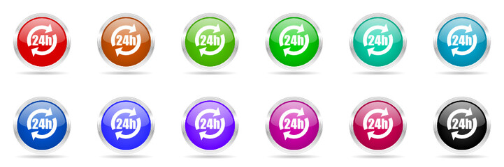 24 h colored vector icons set