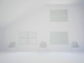 abstract composition, windows and chairs