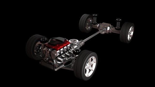 rendered in PNG with alpha car chassis with engine