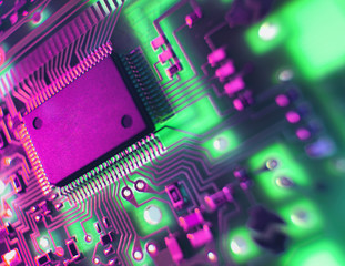 Printed Circuit Board. The central processing unit interprets and executes software instructions