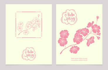 Hello spring. set of greeting cards 