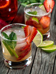 Strawberry mojito cocktail