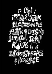 Obraz premium Music styles hand drawn icons. Vector illustration.