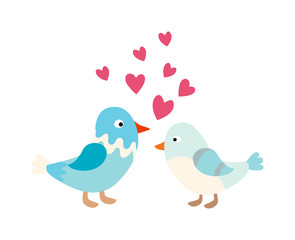 Couple of cute love birds nature sweet comic cartoon vector.