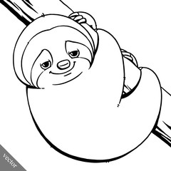 funny cartoon cute fat vector sloth illustration