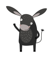 Funny cartoon gray donkey farm animal character vector. 