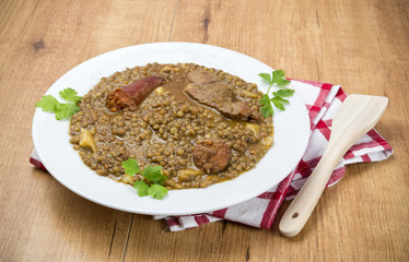 Plato de lentejas,cocina tradicional