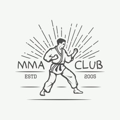 Fototapeta na wymiar Vintage karate or martial arts logo, emblem, badge, label 