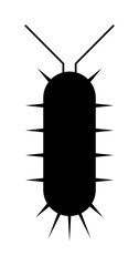 Centipede millipede cartoon posing flat insect black silhouette vector.