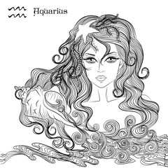 Astrological sign of Aquarius as a beautiful girl