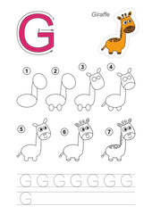 Drawing tutorial. Game for letter G