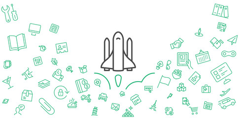 Vector icons rocket illustration