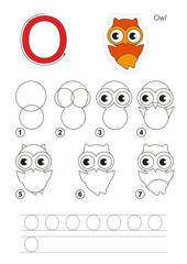 Drawing tutorial. Game for letter O