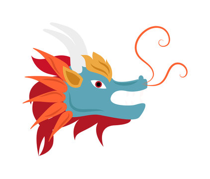 Dragon head mascot mythology chinese monster vector. 