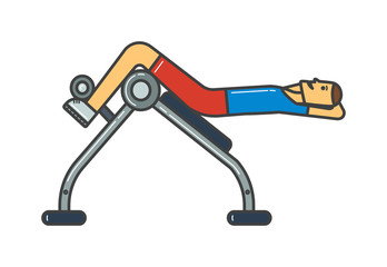 Handsome power athletic man in training pumping up muscles with dumbbell vector. 