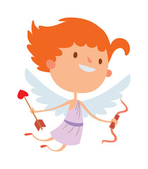 Cartoon cute cupid angel smile girl kid vector silhouette