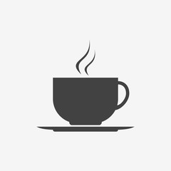Coffee or tea cup monochrome icon