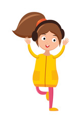 Girl dancing with headphones young beautiful woman bright outfit enjoying music home vector. 