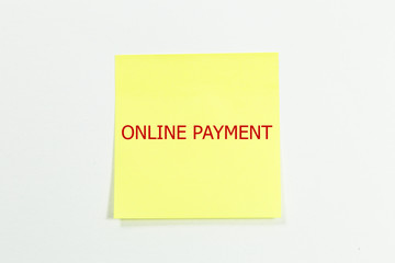 online payment word written on yellow sticky notes. 