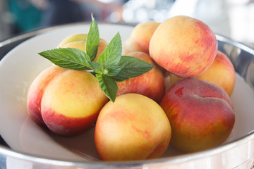 peaches on a plate