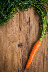 Carrots on a wooden background