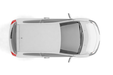 Samll car mock up on white background, 3D illustration