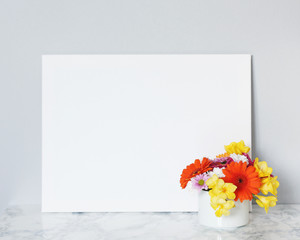Canvas with fresh spring flowers