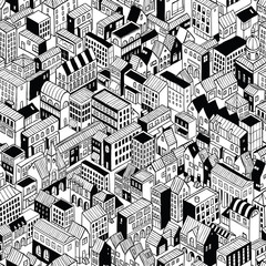 City Seamless Pattern Isometric - Medium