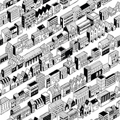 Row City Seamless Pattern Isometric